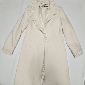 Elegant Cream Ruffled Women's Coat